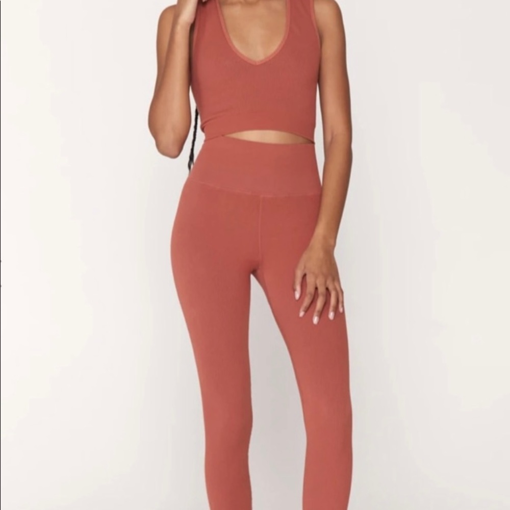 NWT Spiritual Gangster Vuori Women’s Meta Ribbed Legging Pants Shorts XS/S
